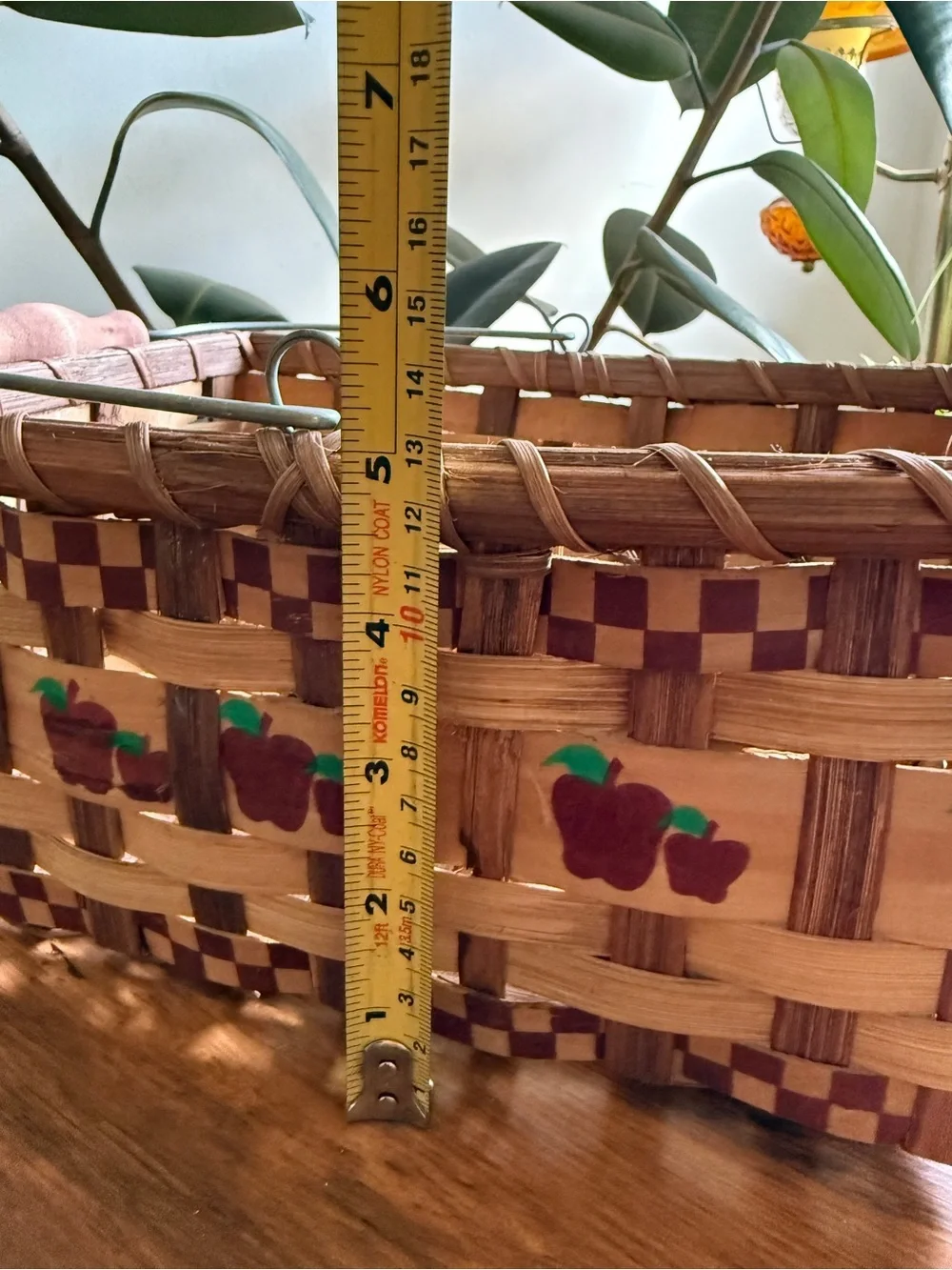Handwoven Apple Accent Basket - Brown and Red